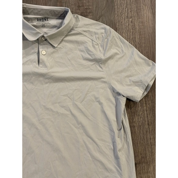 Rhone Mens Delta Pique Polo Shirt Size Large Gray Button Down Mesh Performance - Picture 2 of 8